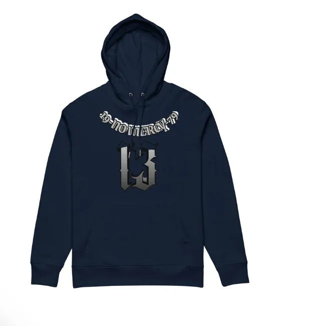 A hooded, fleece-lined pullover sweater in a solid colour, shown on a model.