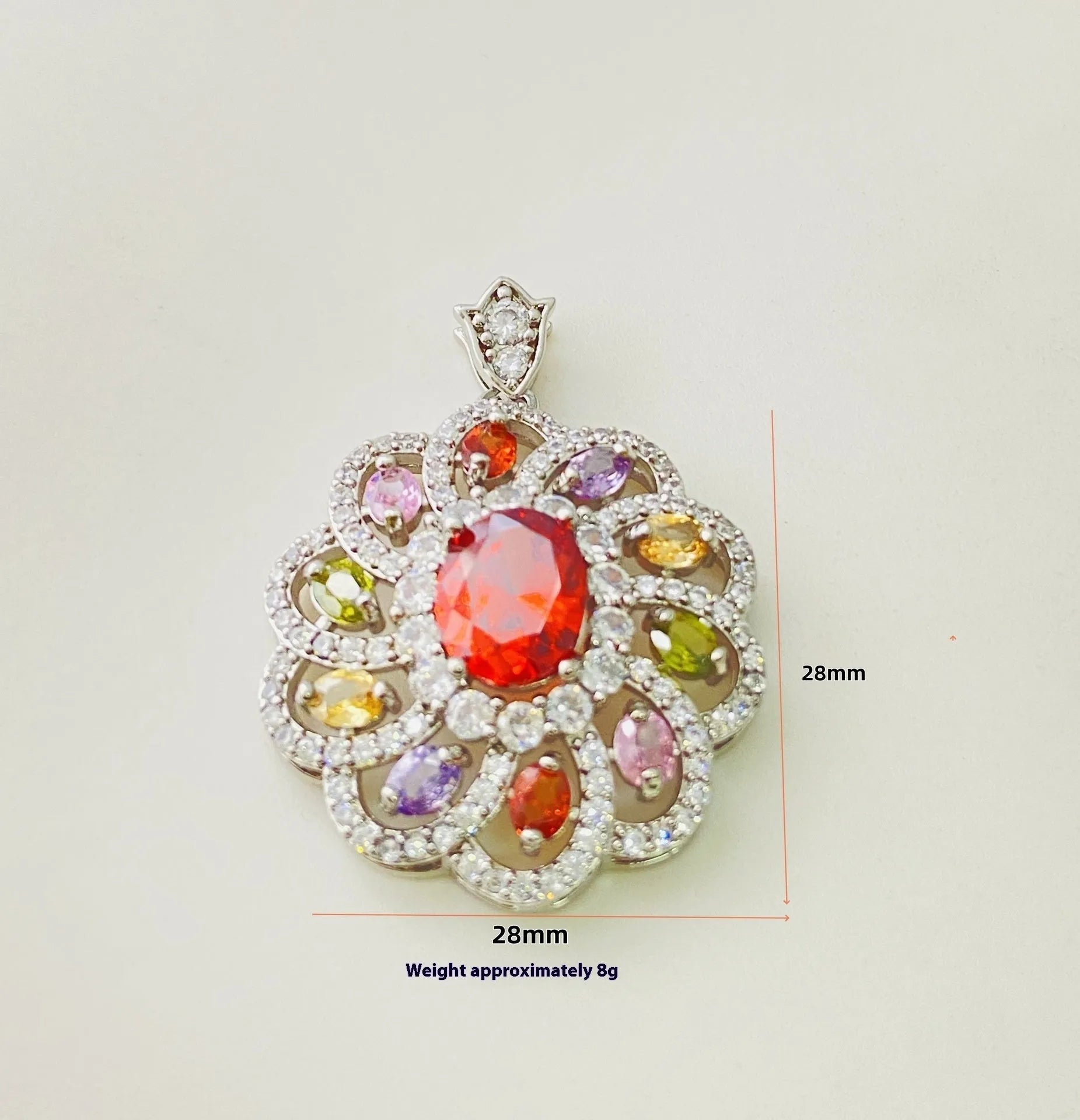 Women's zircon flower pendant necklace in gold, champagne gold, and platinum colour finishes