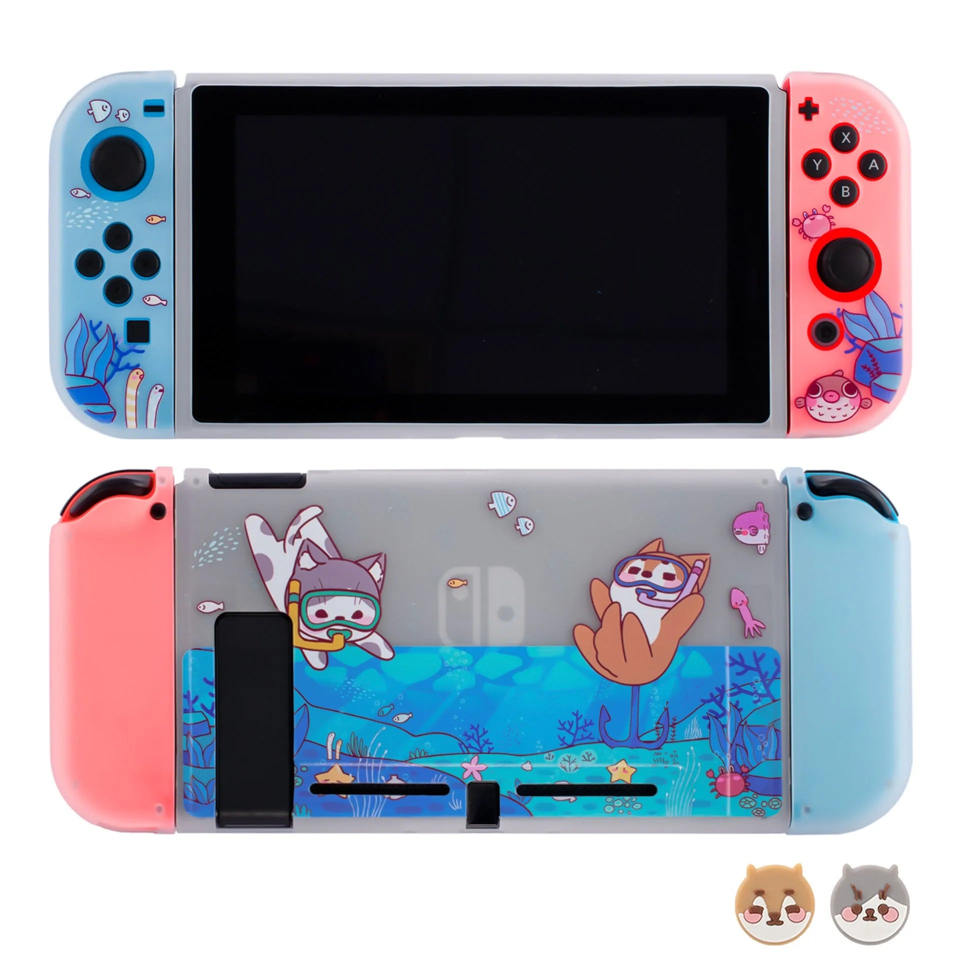 Pawdiary seabed exploration themed protective case for Nintendo Switch and Switch OLED consoles.