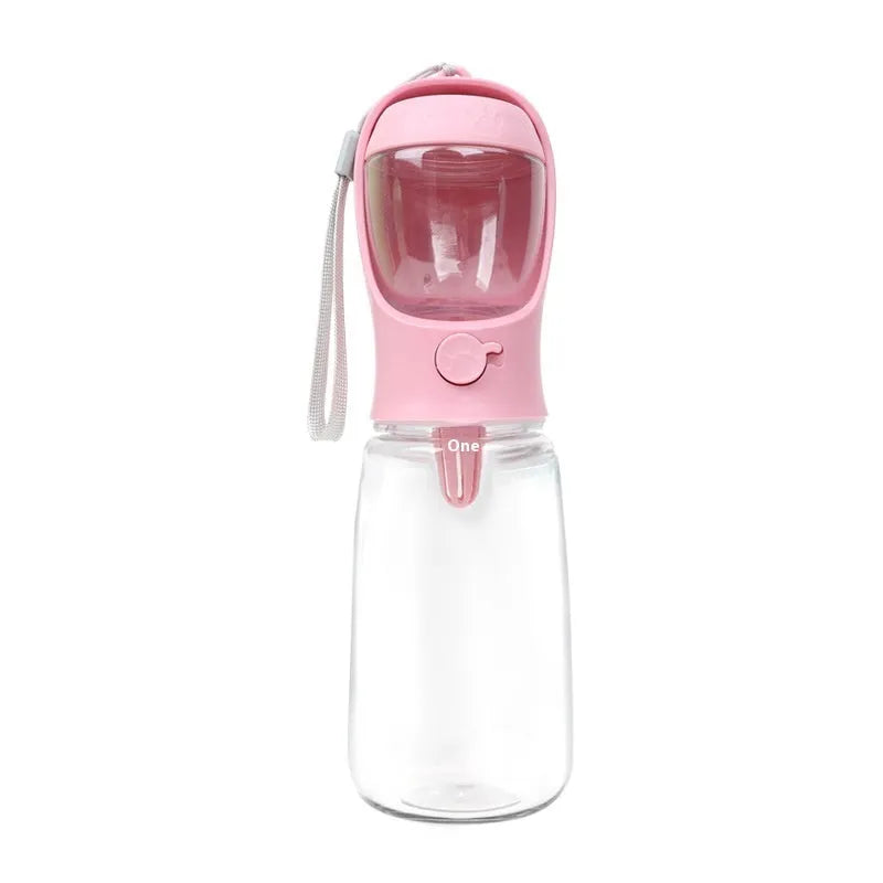 Portable dual-use dog water cup in blue, available in 350ml and 550ml sizes for walks.
