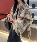 Women's polyester scarf cape with tassel trim in casual shawl style