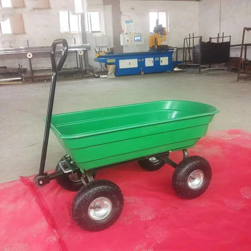 Green four-wheel dump truck toy with Steel PP construction and 350kg load capacity
