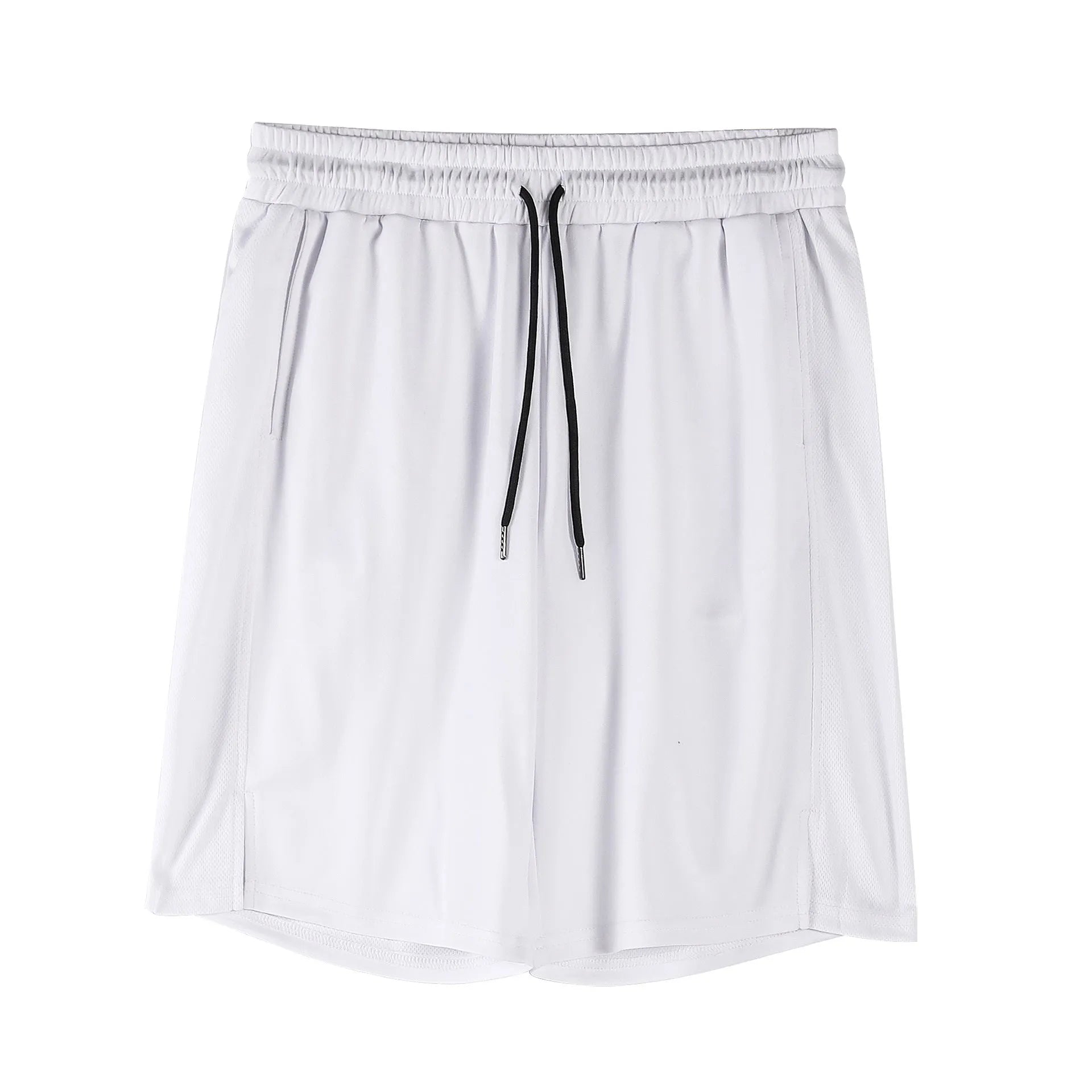 A pair of men's black mesh sports shorts with a loose fit and elasticated waistband.