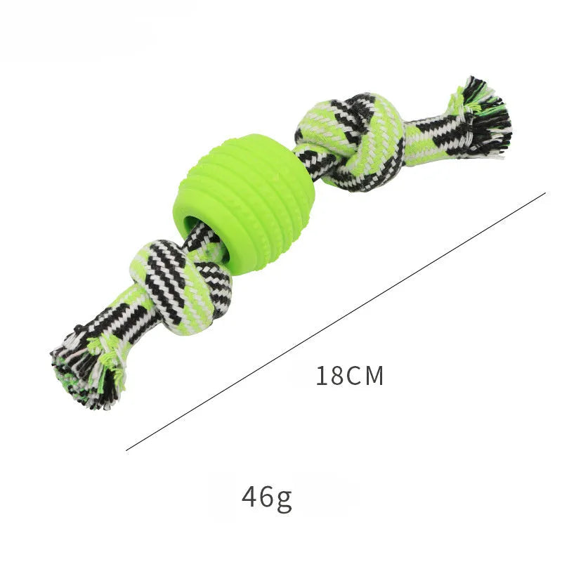Blue dog chew toy with ropes and textured molar design for teeth cleaning