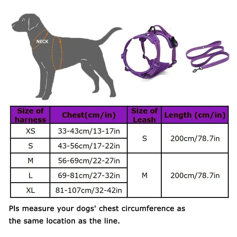 Dog Breast Strap Traction Harness for Small Medium Large Dogs Adjustable Chest Fit Black Blue Brown Orange Purple Red Sizes XS S M L XL