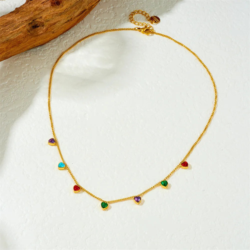 Women's gold-plated stainless steel heart necklace with adjustable 41-50cm chain