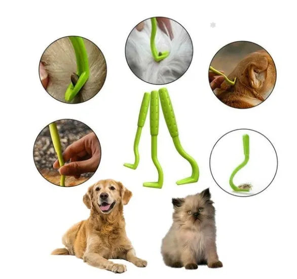 Blue plastic flea tick extractor for safe manual removal of ticks from pets
