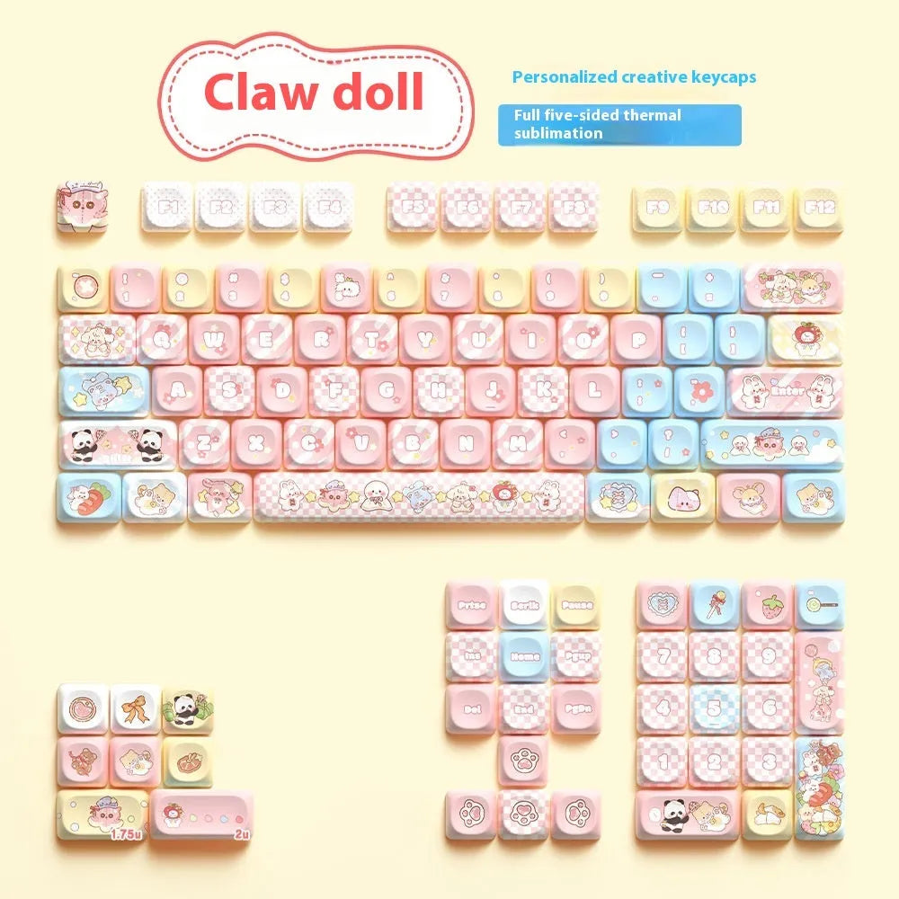 Clip Doll Original Cute Fit pink mechanical keyboard key cap set with Doll character artwork