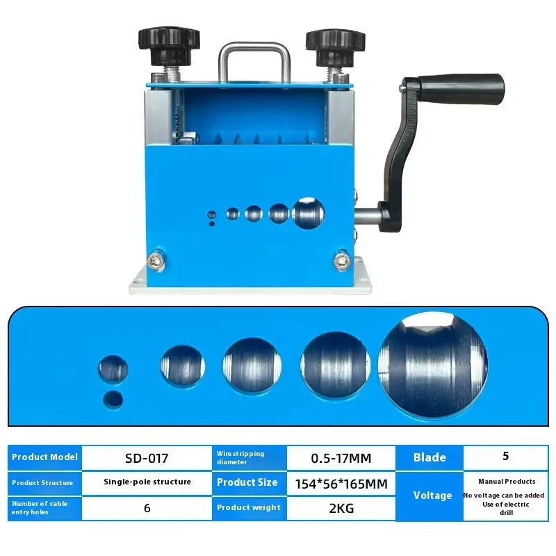 SD017 manual wire stripping machine with adjustable 0.5-17mm range