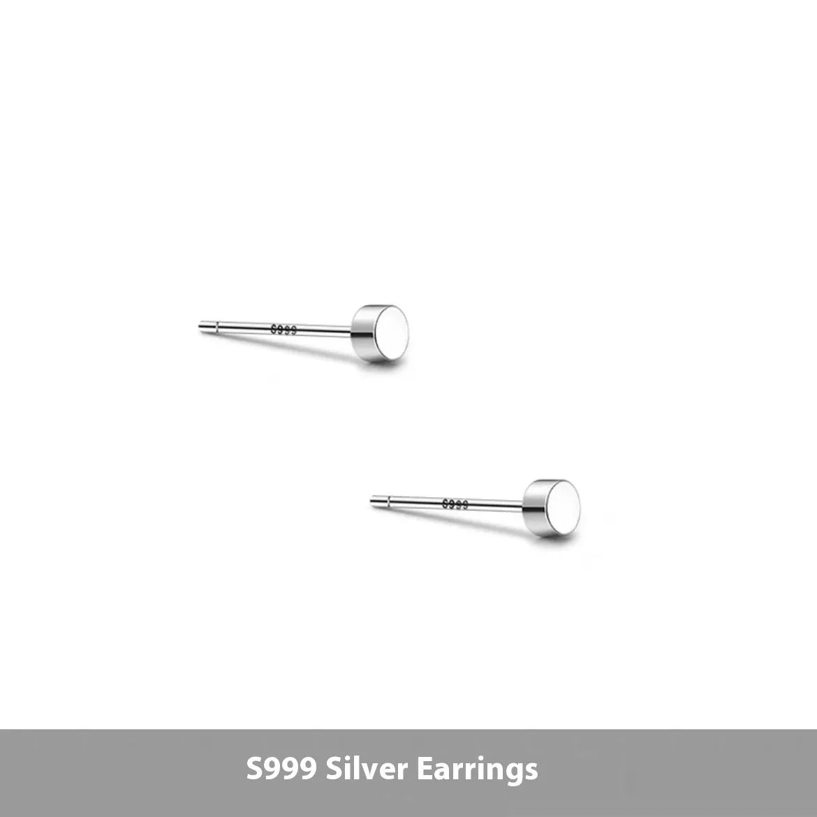S999 sterling silver flat ear bone stud earrings in silver and black electroplated finishes