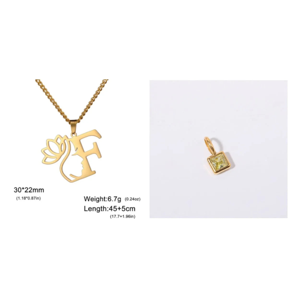 Stainless steel cross chain necklace with electroplated finish shown in gold and silver colour options
