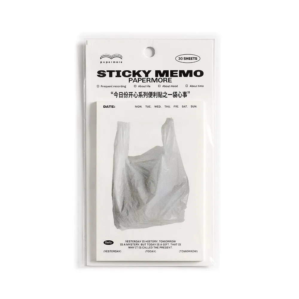 Today's Happy Series Message Sticky Notes pad showing four colour options and 120x80x4mm dimensions