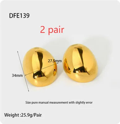 Geometric line stud earrings with 18K gold plating and glazed surface in DFE139 colour