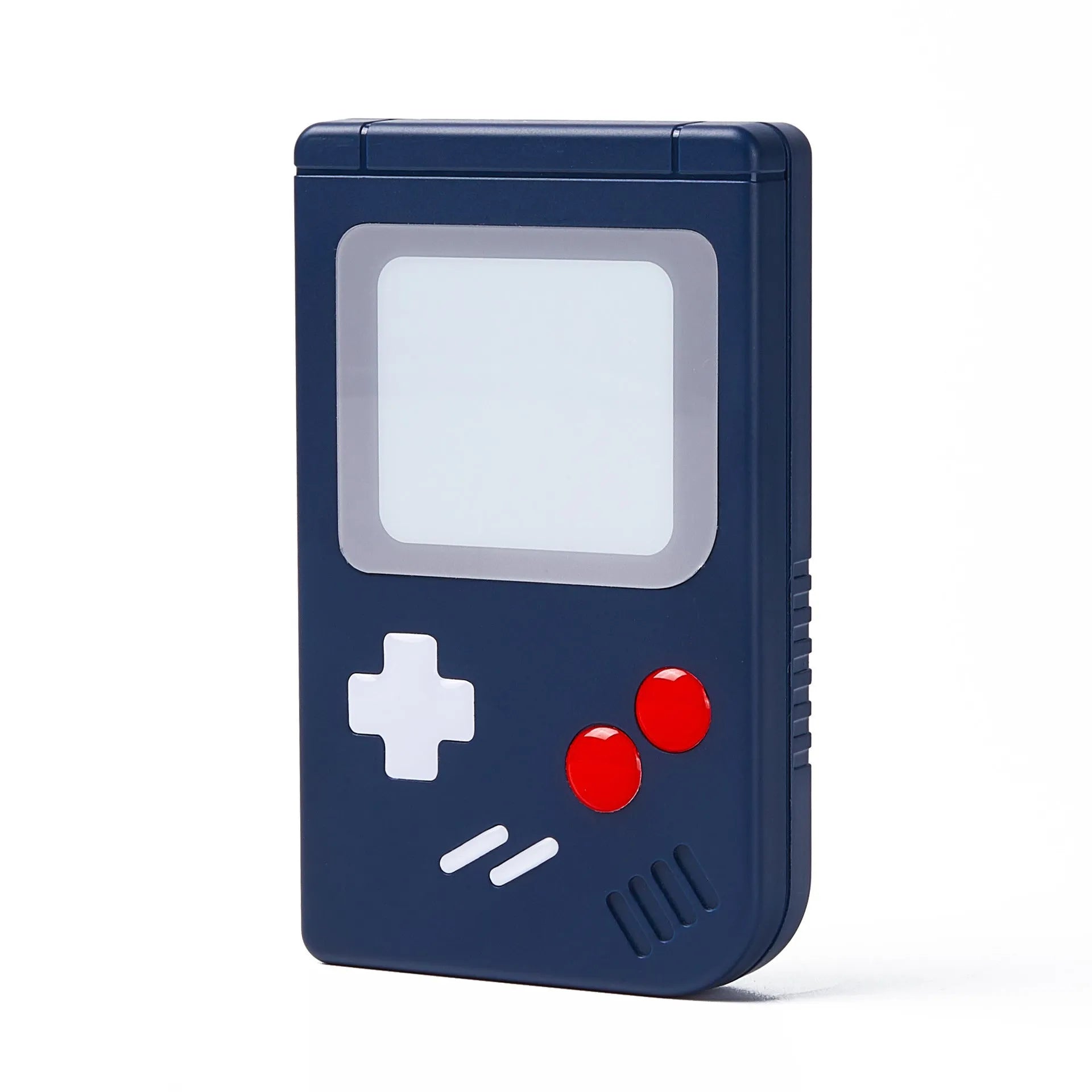 Blue Nintendo Switch game card storage box next to game cartridges.