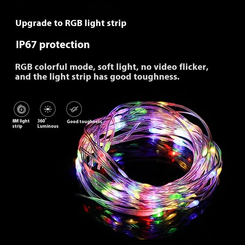 Rechargeable outdoor LED string light with 30 beads along 8 metres cable