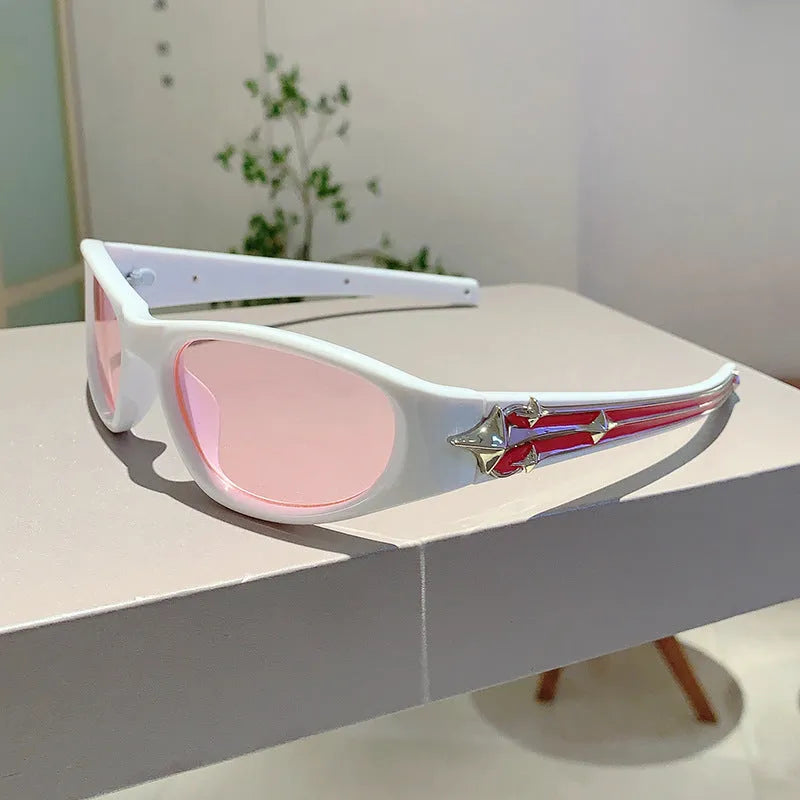 A pair of outdoor sports sunglasses with a PC frame and lens, shown in a black frame with grey lens colour variant.