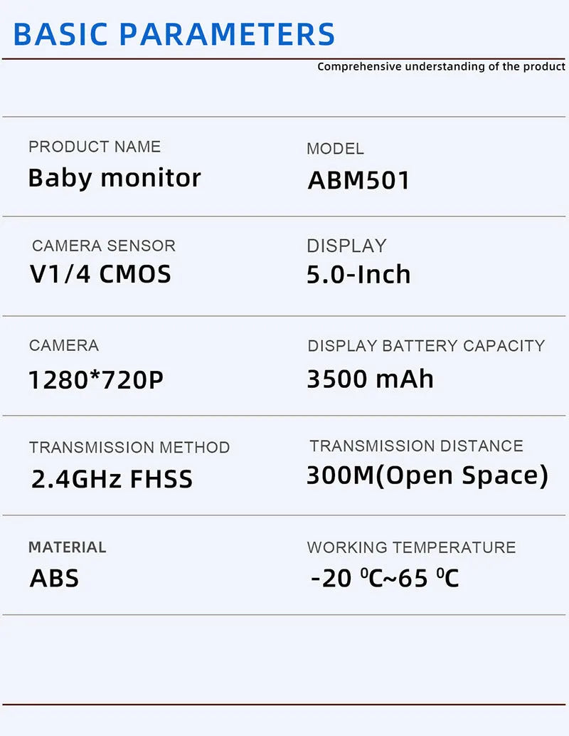 White 5-inch HD wireless baby monitor and camera on a nursery shelf.