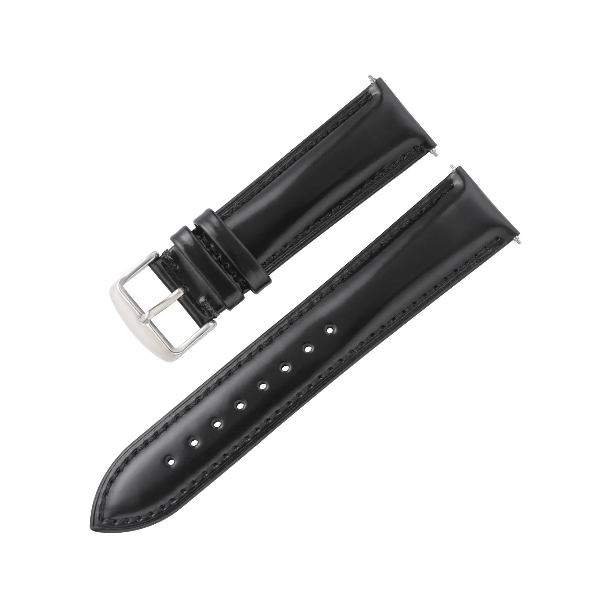 Quick release cowhide leather watch strap in multiple colours and widths with polished buckle