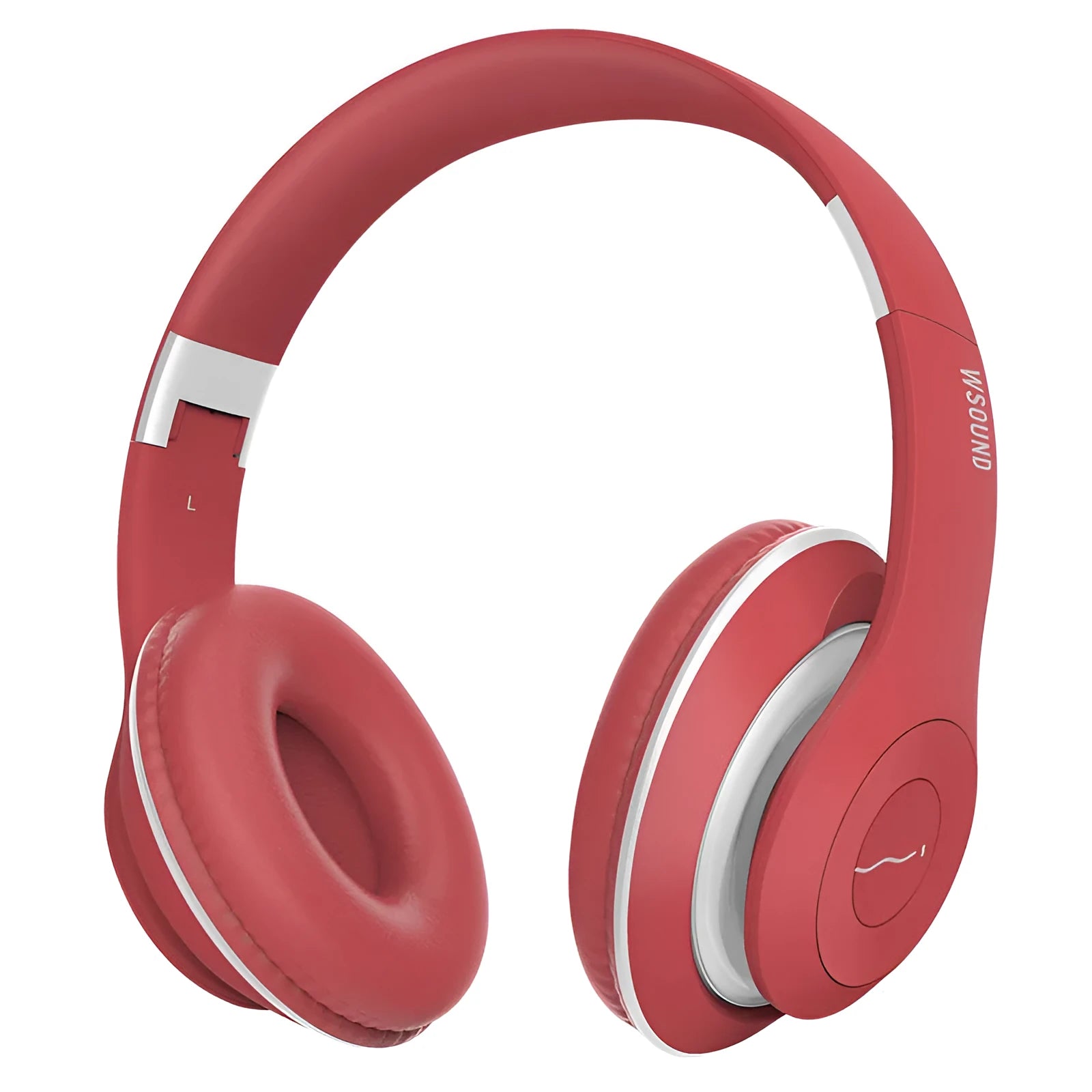 Blue and red wireless Bluetooth stereo headsets with ear cups for both ears.