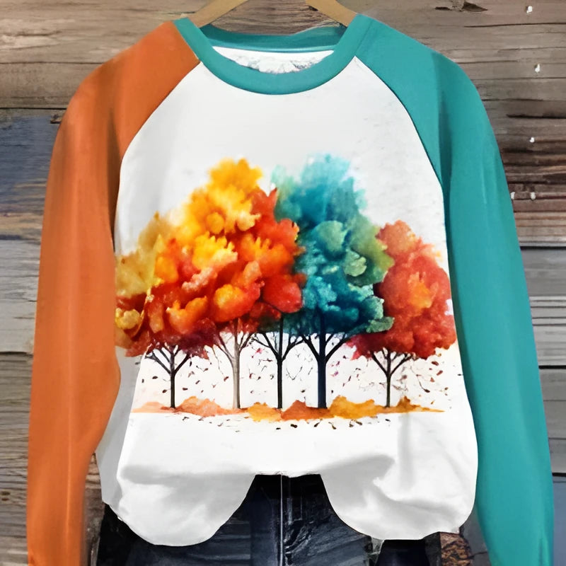 Green women's hoodie with 3D cartoon character printing, regular fit with long sleeves