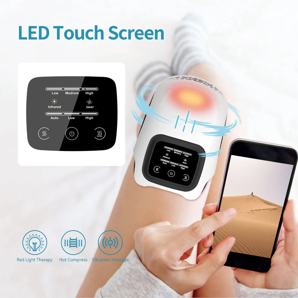 Intelligent electric knee massager with USB charging port in white colour