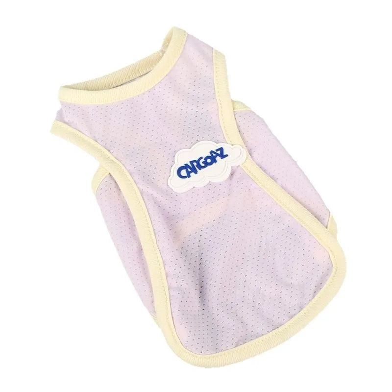 Polyester cat summer vest in grass green colour showing sports-style design