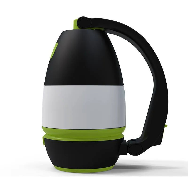 Black green 3-in-1 multifunctional LED table lamp with adjustable head and foldable design.