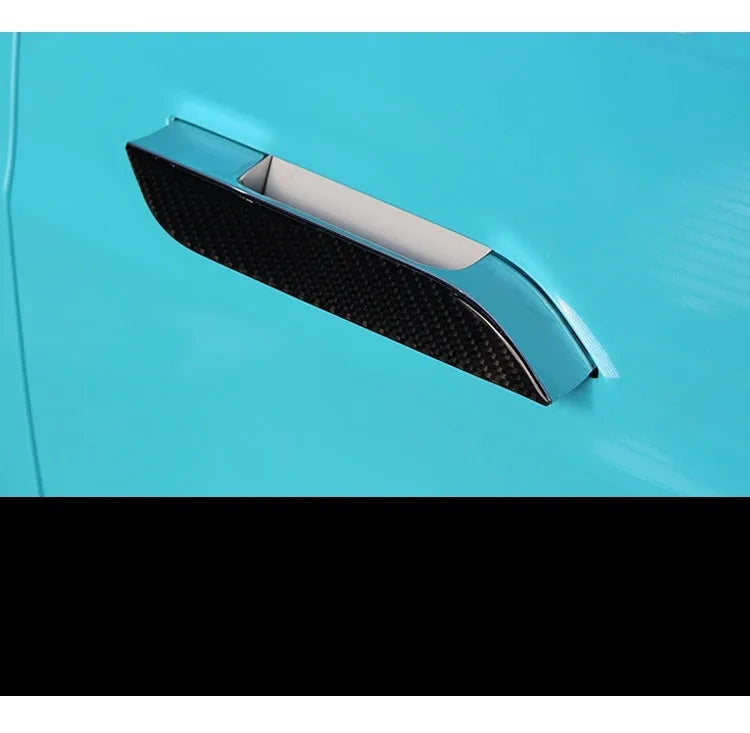 Four carbon fibre door handle patches for Tesla Model S with self-adhesive backing