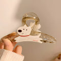 Cartoon puppy hair barrette grip clip in beige or brown with Korean style design