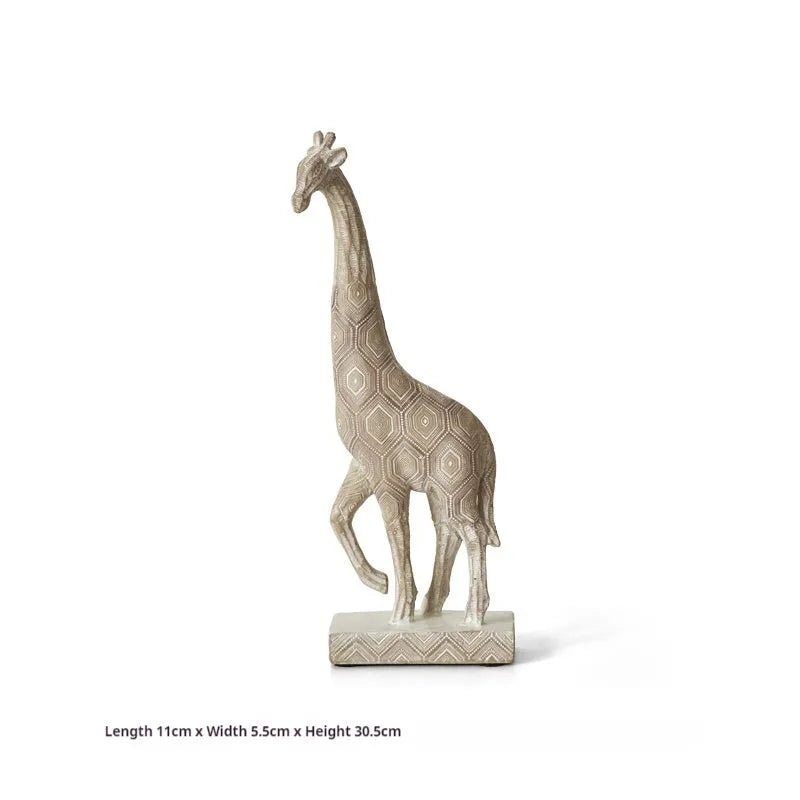 Wood colour European style resin giraffe decoration figurine on a surface