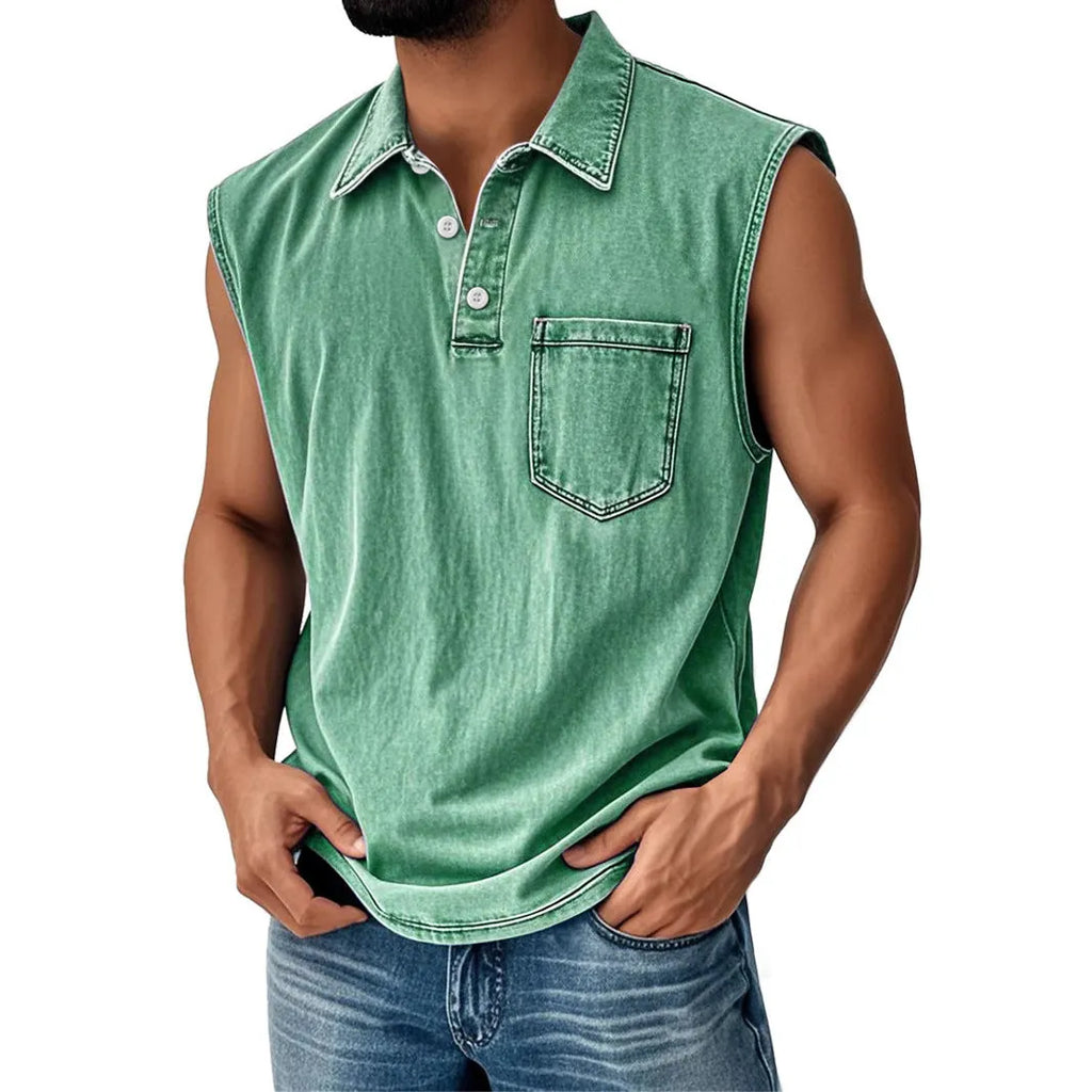 Men's button-front polo shirt with 3D digital printing design and short sleeves