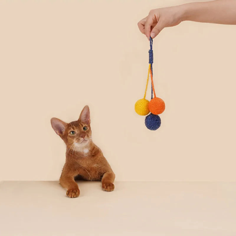 Cat toy set with four different interactive toys including teaser stick and catnip balls