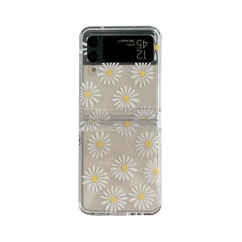 Flower pattern phone case for Samsung Galaxy Z Flip3 and Z Flip4 folding screen phones