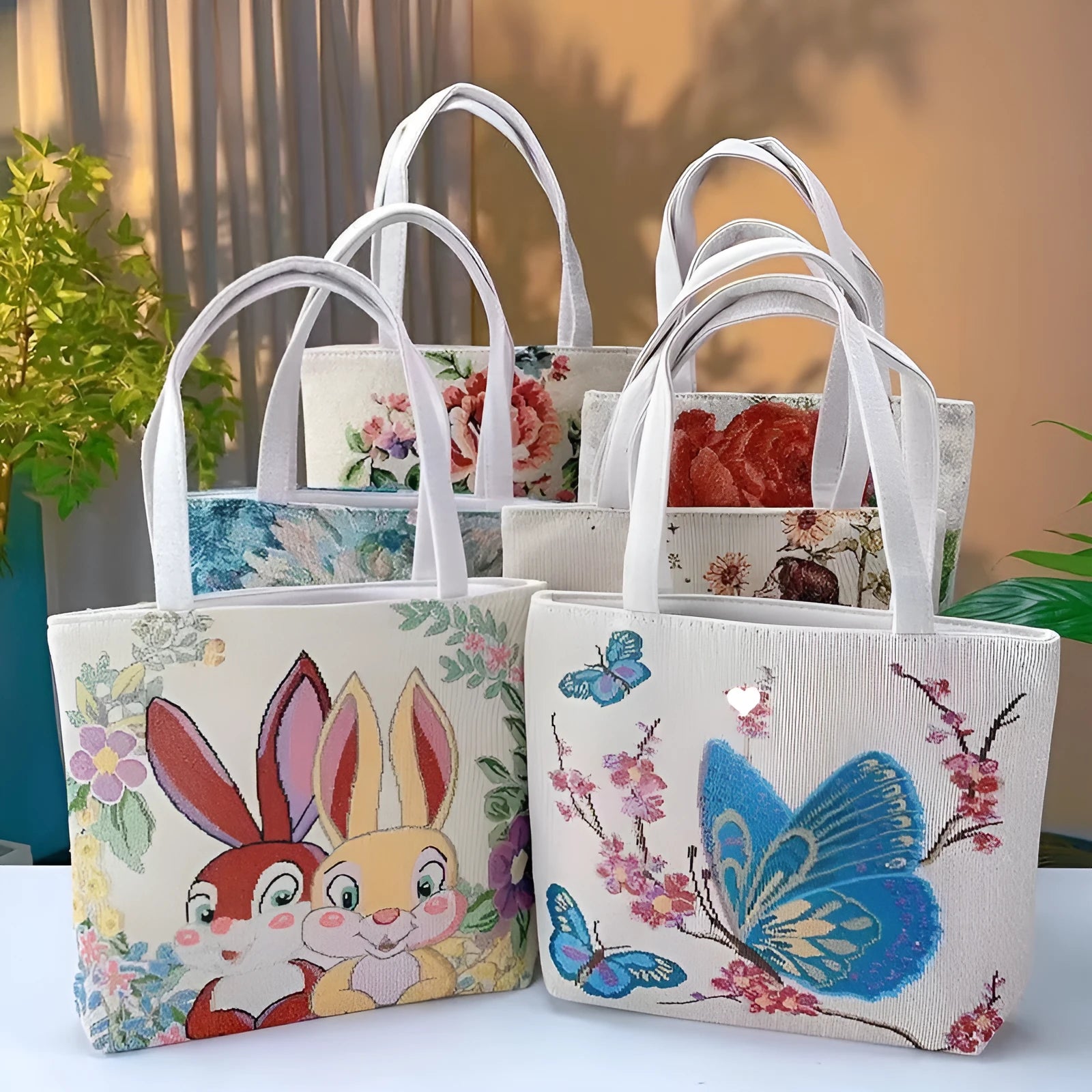 Double-sided gold wire embroidery canvas handheld bag showing decorative detailing