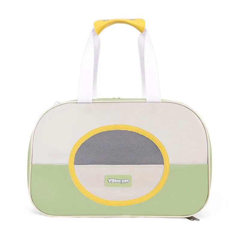 Outdoor portable foldable cat backpack in Oxford cloth with breathable mesh, showing colour options