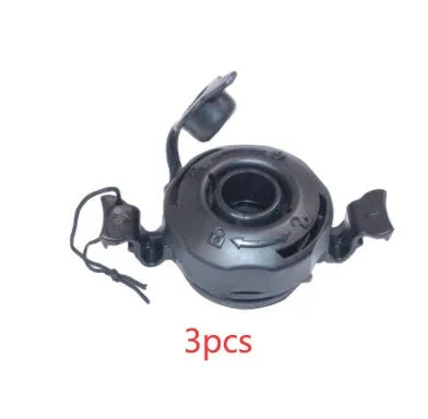 Three plastic rotating valve nozzle covers for inflatable product repair.