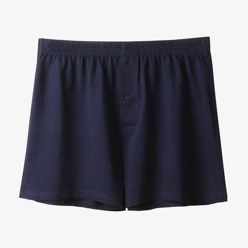 Men's cotton high-waist boxer shorts in light grey, dark blue and black colours