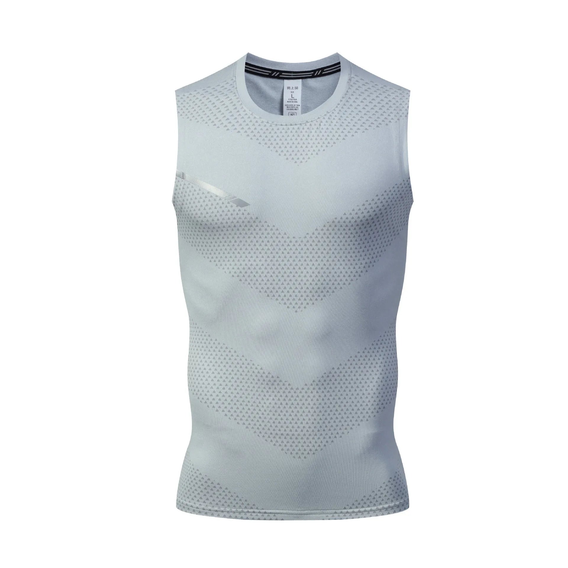 Men's solid colour quick-drying sports tank top for summer outdoor activities on a neutral background.