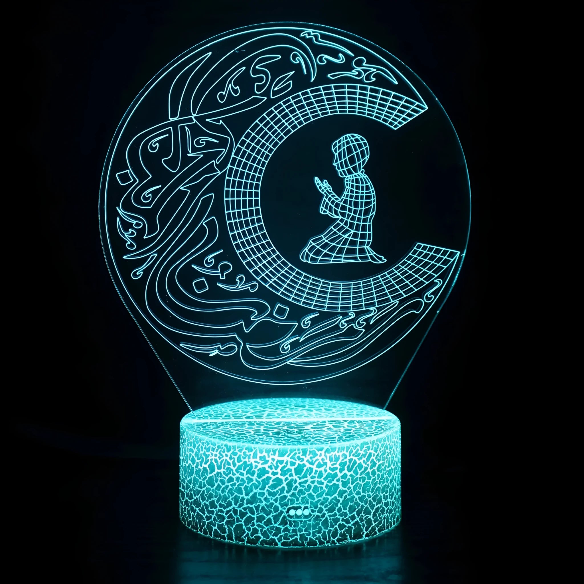 Small 3D cartoon-style LED night lamp with touch-sensitive base and colourful light projection.