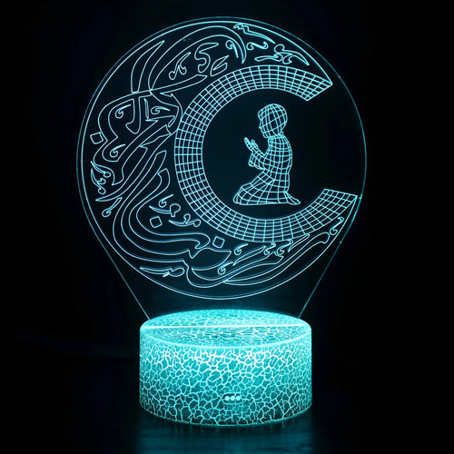 Small 3D cartoon-style LED night lamp with touch-sensitive base and colourful light projection.