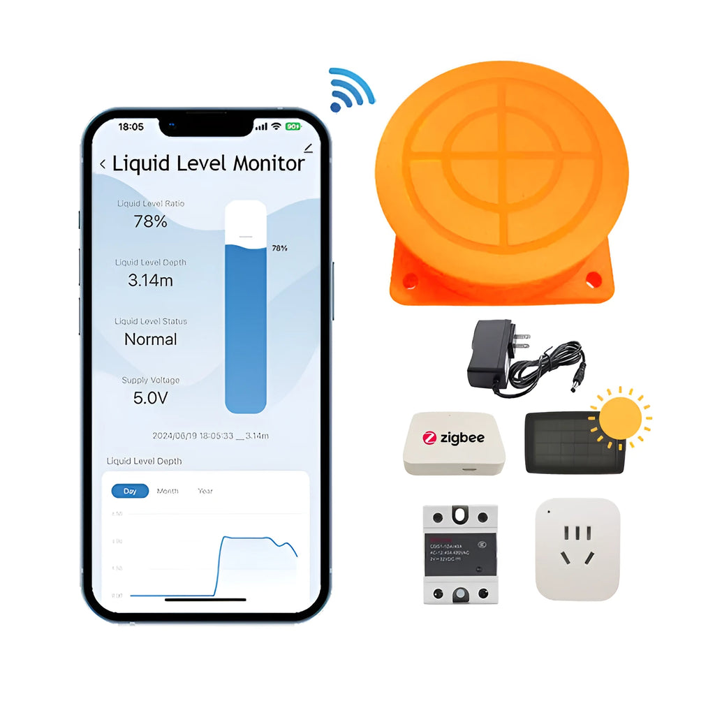Wireless fluid level monitor sensor for water and oil tanks with remote app control