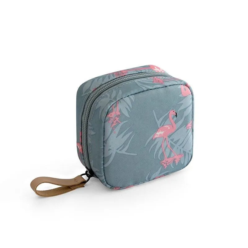 Cloth cube-shaped makeup storage bag in plain design available in multiple colours