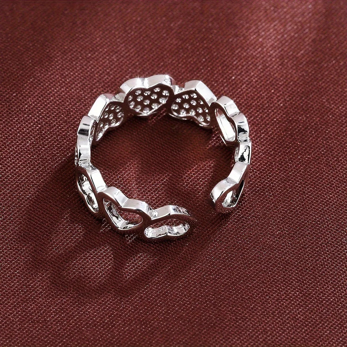 Geometric heart design adjustable opening couples ring in gold or silver colour options