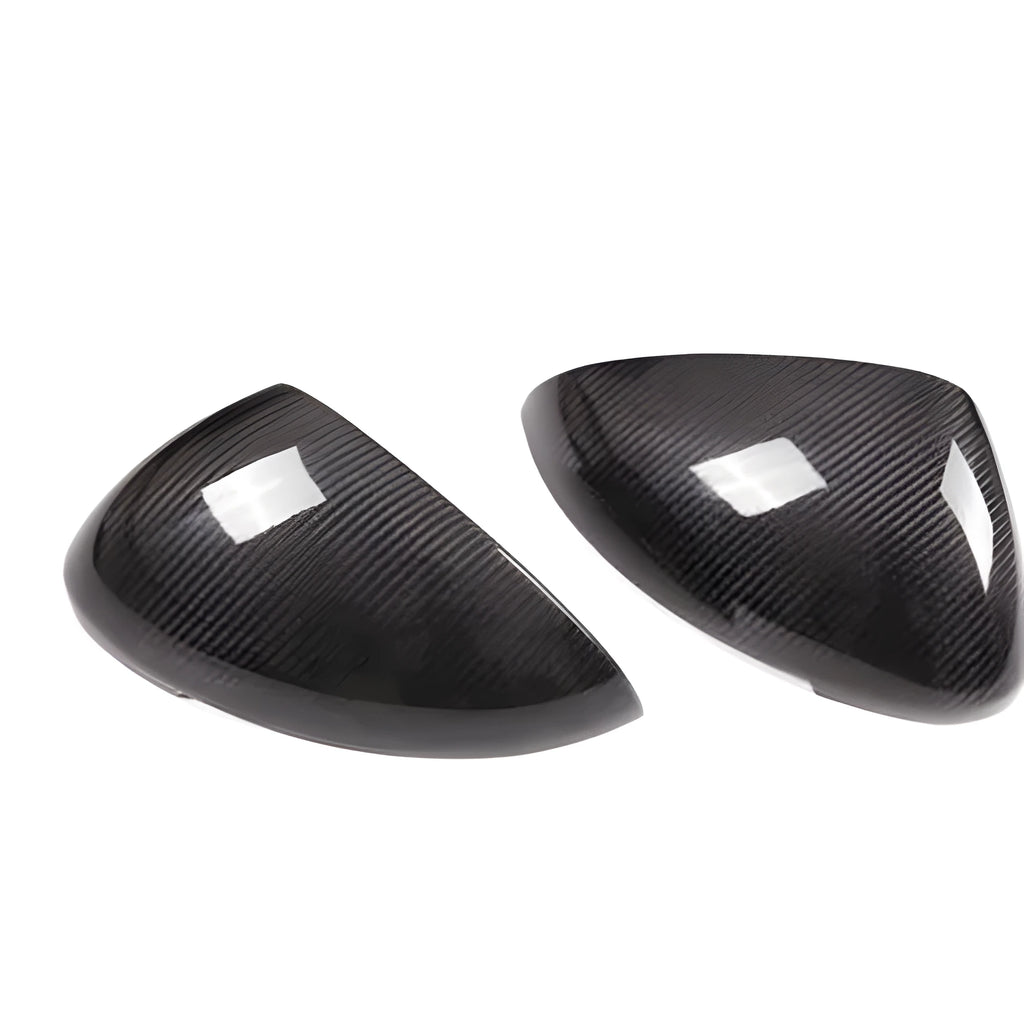 Pair of true carbon fibre rearview mirror covers for Porsche Macan in Blakc colour
