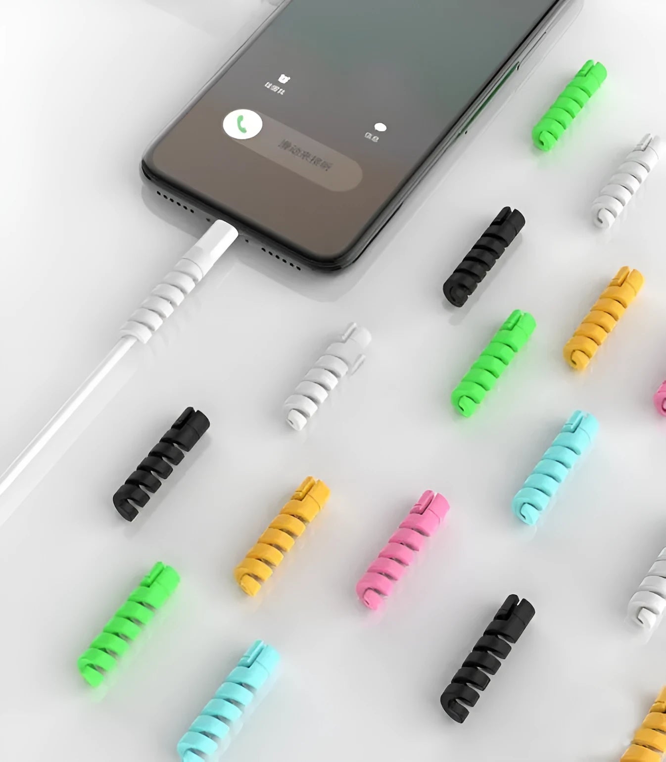 Plastic charging cable protector 3.5cm strain relief for phone charger cable in black colour