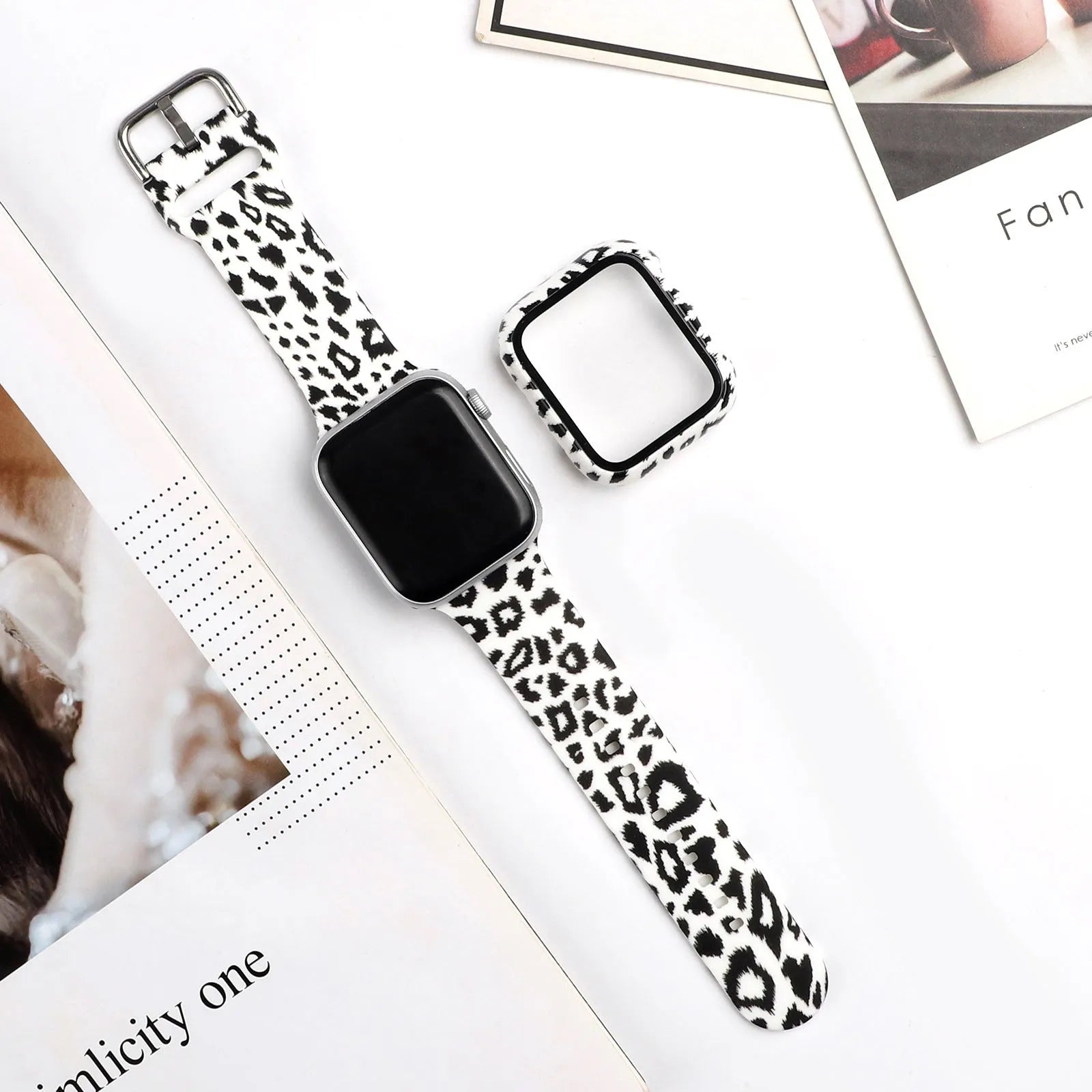 Colourful printed silicone watch strap for Apple Watch showing multiple style options