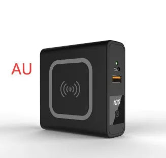 PD20W fast power bank with wireless charging and built-in plug in black or white colours