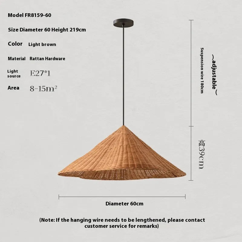 Silent Style rattan-weaved ceiling lamp with woven texture and soft light glow.