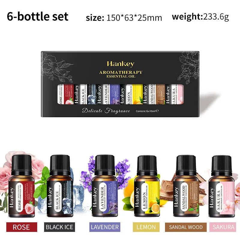 Boxed set of water-soluble aromatherapy essential oil bottles for use in diffusers and sprays