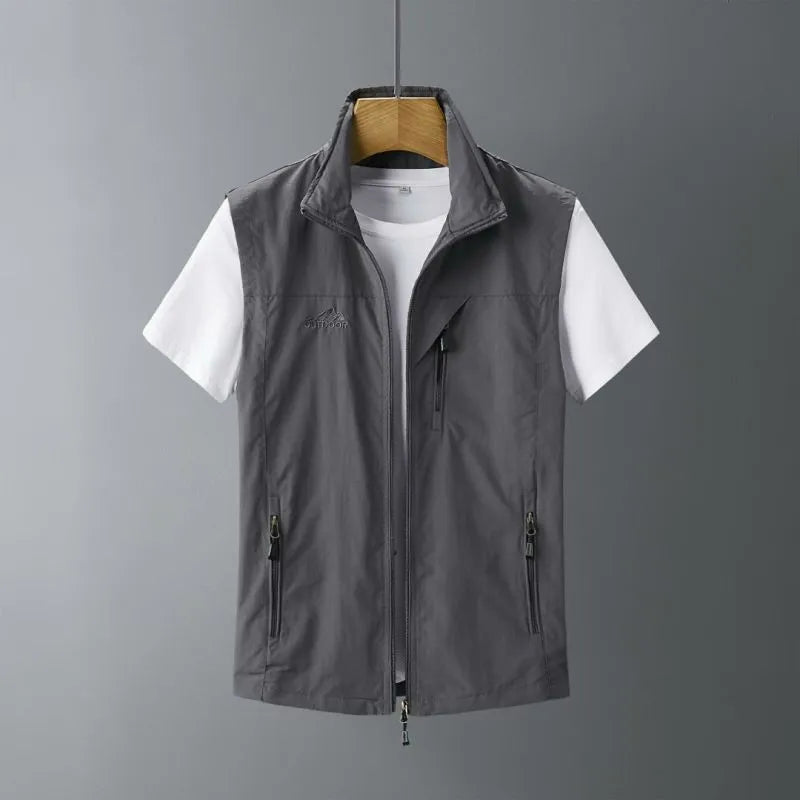 Men's slim fit rabbit fur hooded vest waistcoat in army green colour